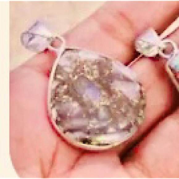 Copper ruby zoisite 925 sterling silver plated artisan tribal India pendant - Picture 5 of 8